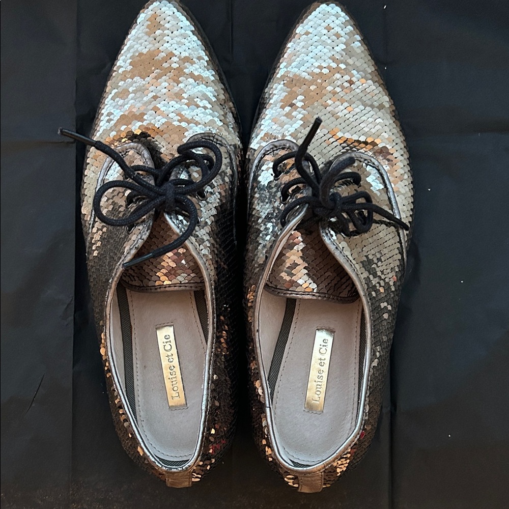 Louise et Cie Sequin Flats - Black and Silver
